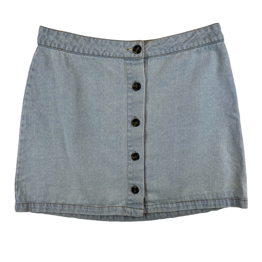 Forever 21 | Large | Denim Button Front Mini Skirt, Light Wash Jean Skirt
